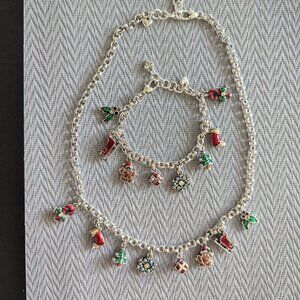 Brighton Christmas Charm Necklace and Bracelet Matching Set